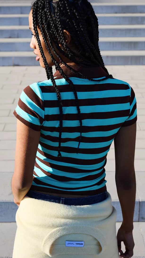 Short Sleeve Striped Polo Shirt