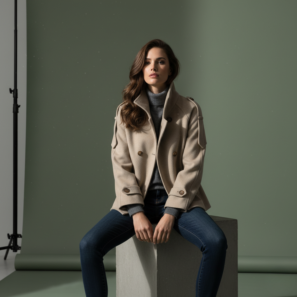 Instatame Women’s Formal Cropped Trench Coat