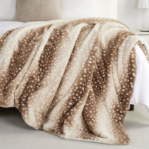Deer Print Faux Fur Throw Blanket