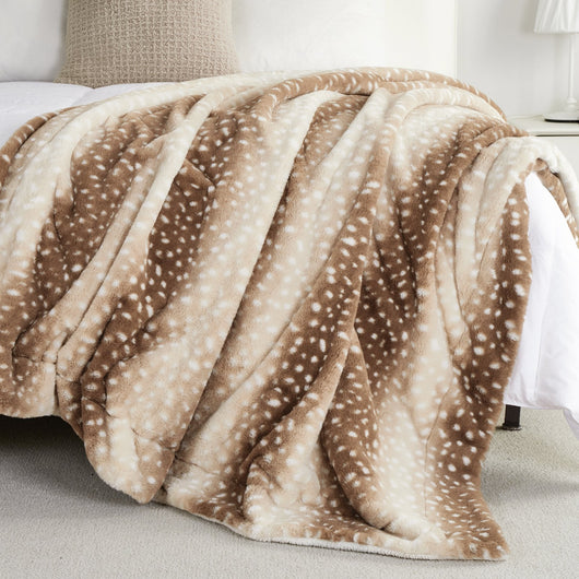 Deer Print Faux Fur Throw Blanket