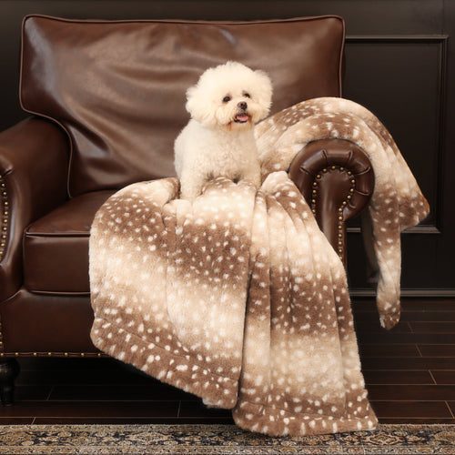 Deer Print Faux Fur Throw Blanket
