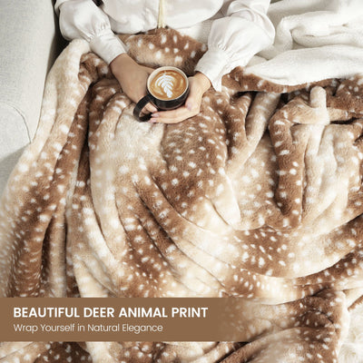 Deer Print Faux Fur Throw Blanket