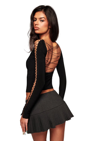 Lace Up Long Sleeve Top