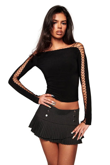 Lace Up Long Sleeve Top