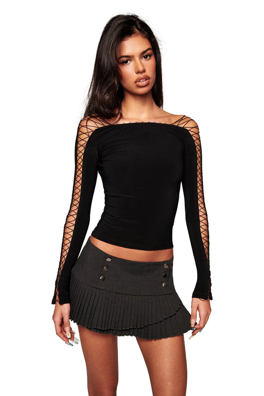Lace Up Long Sleeve Top
