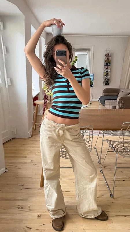Short Sleeve Striped Polo Shirt